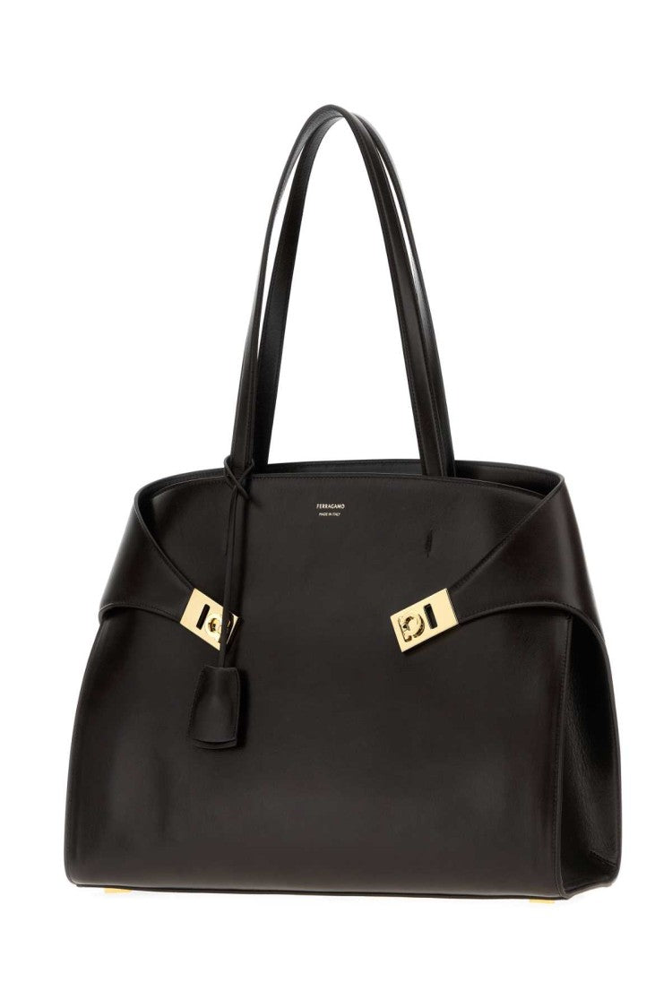 Salvatore Ferragamo Dark Brown Hug Shopping Bag