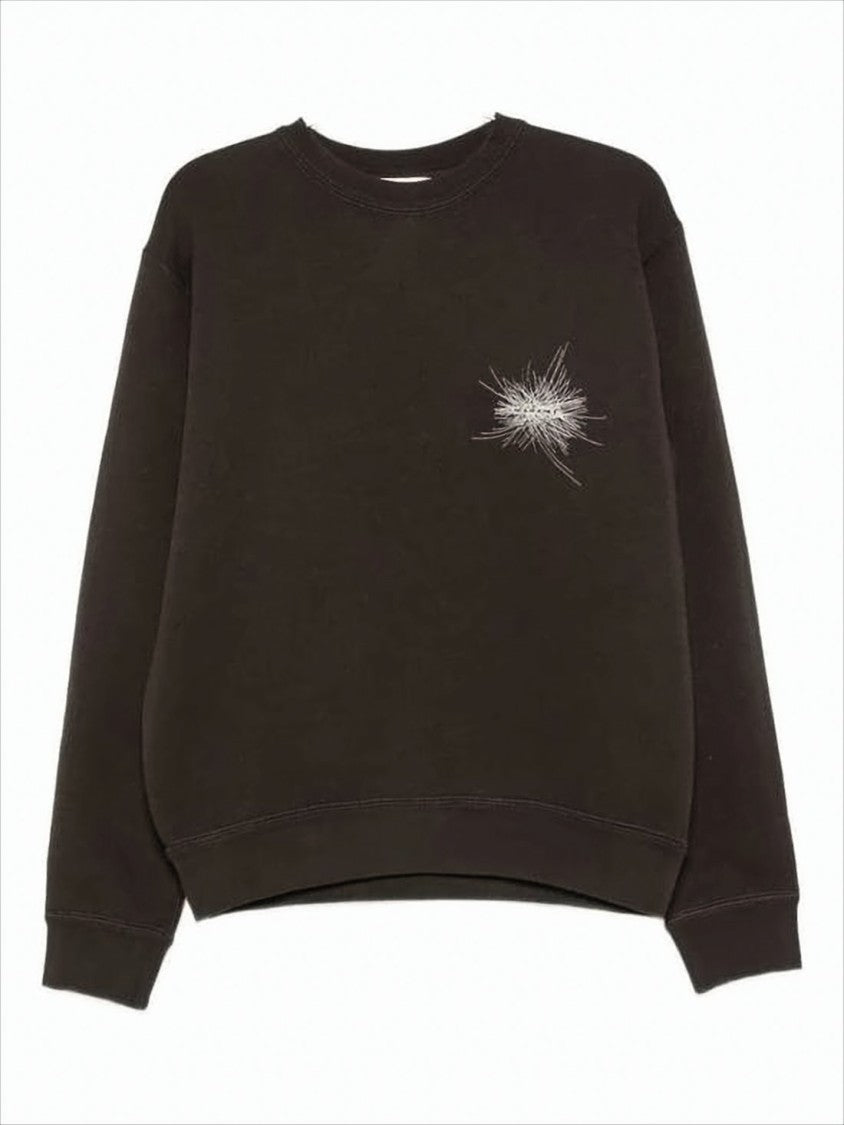 Isabel Marant Minimalist Black Long-Sleeve Sweatshirt With Intricate Embroidery