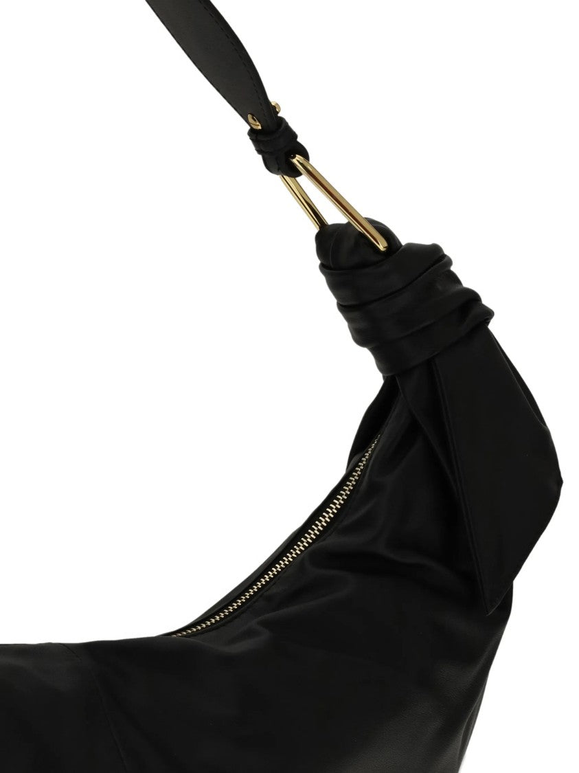 Coccinelle Furoshiki Crescent-Shaped Black Leather Handbag