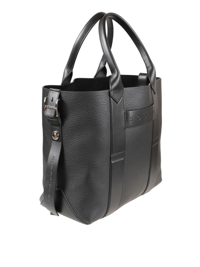 Hogan Textured Leather Structured Handbag With Adjustable Strap