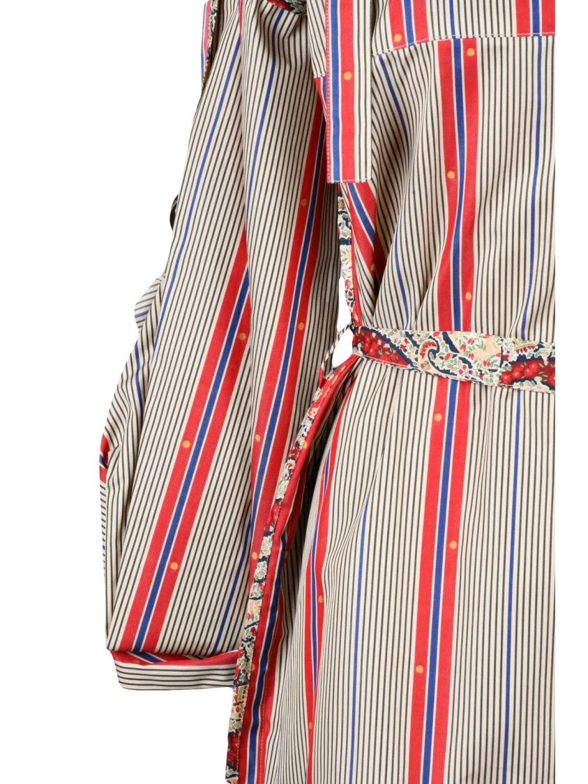 Vivienne Westwood Vertical Stripe Mini Scylla Dress With Adjustable Sleeves And Tailored Waist