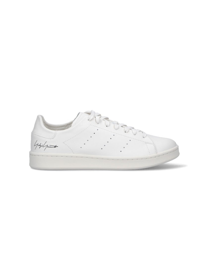 Y-3 White Leather Sneakers With Rounded Toe
