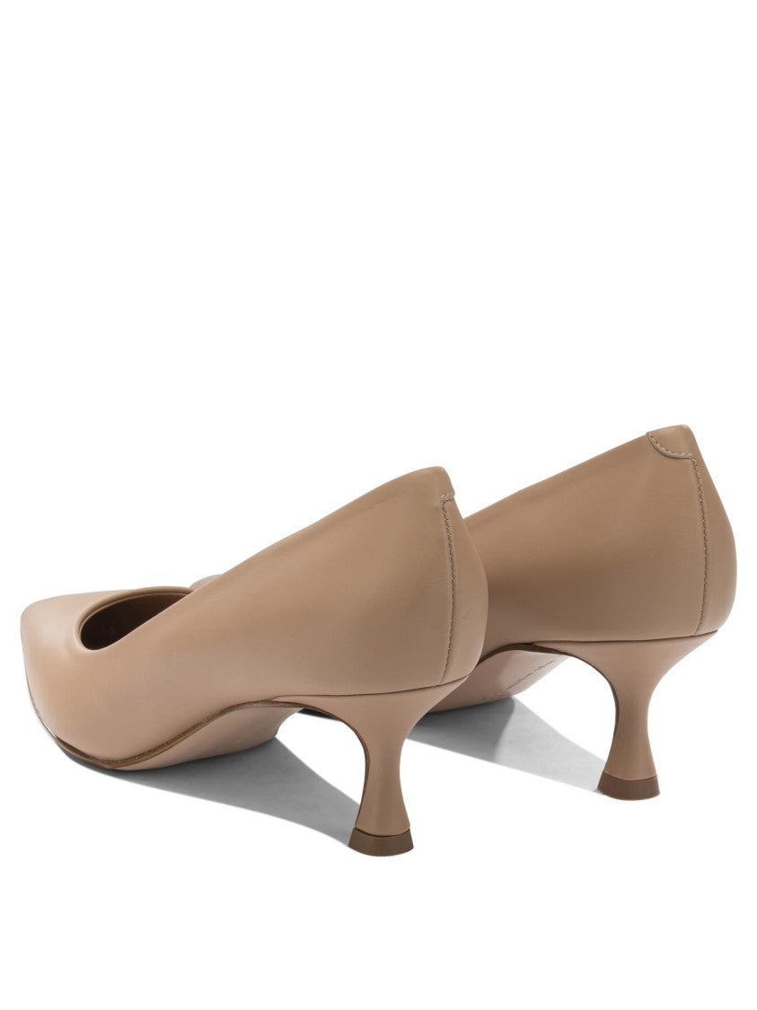 Sergio Levantesi Pink Leather Heeled Shoes With Pointed Toe And Kitten Heel