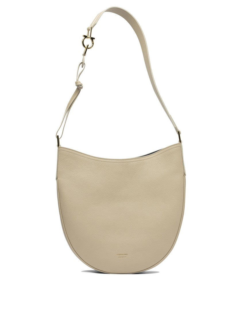 Ferragamo Textured Calf Leather Hobo Shoulder Bag