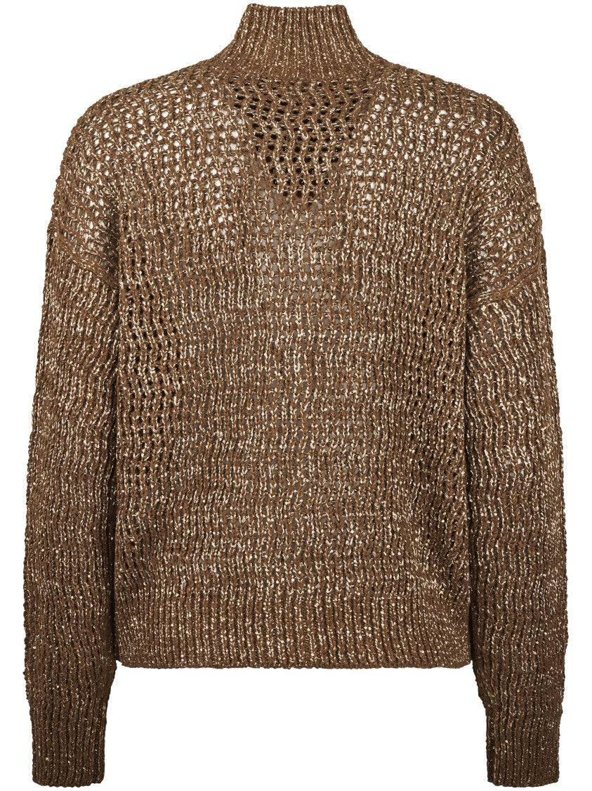 Max Mara High Ribbed Collar Chunky Knit Cardigan