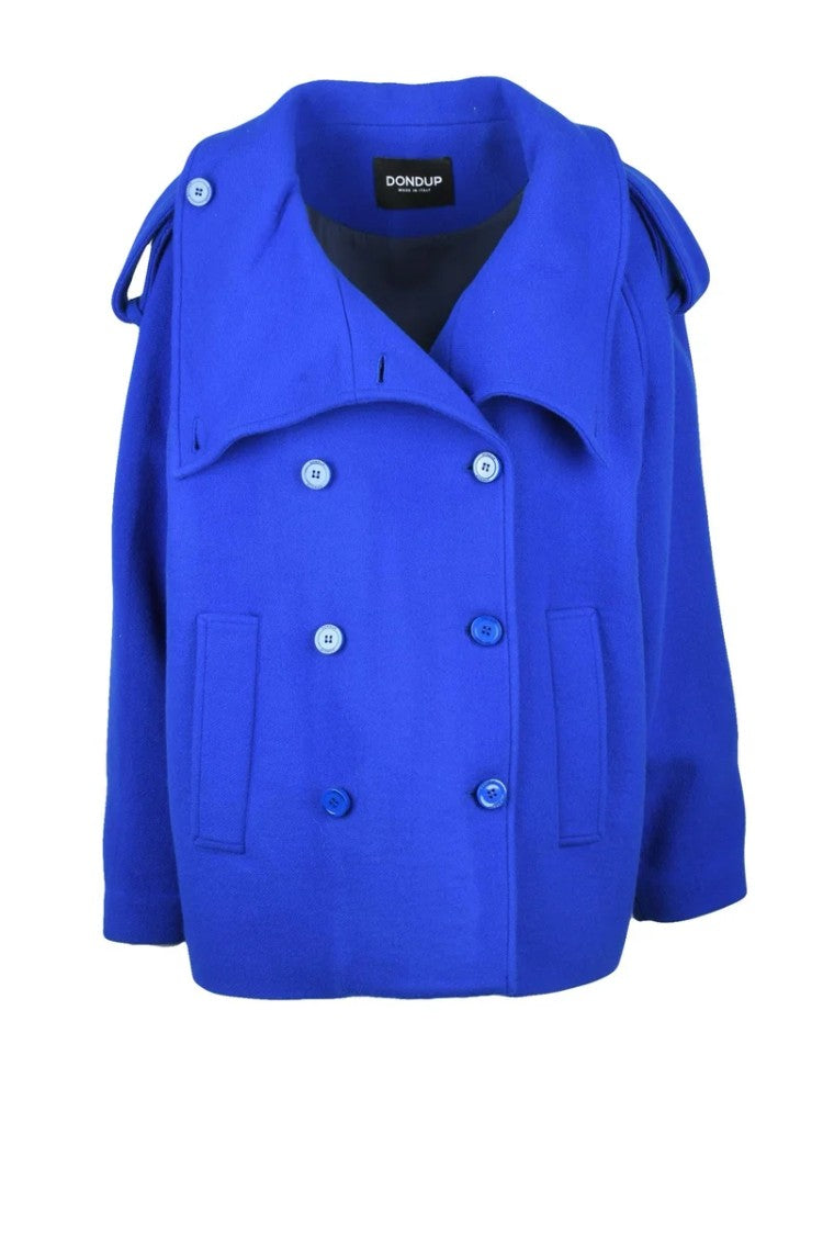 Dondup Double-Breasted Wool Cashmere Coat - Royal Blue