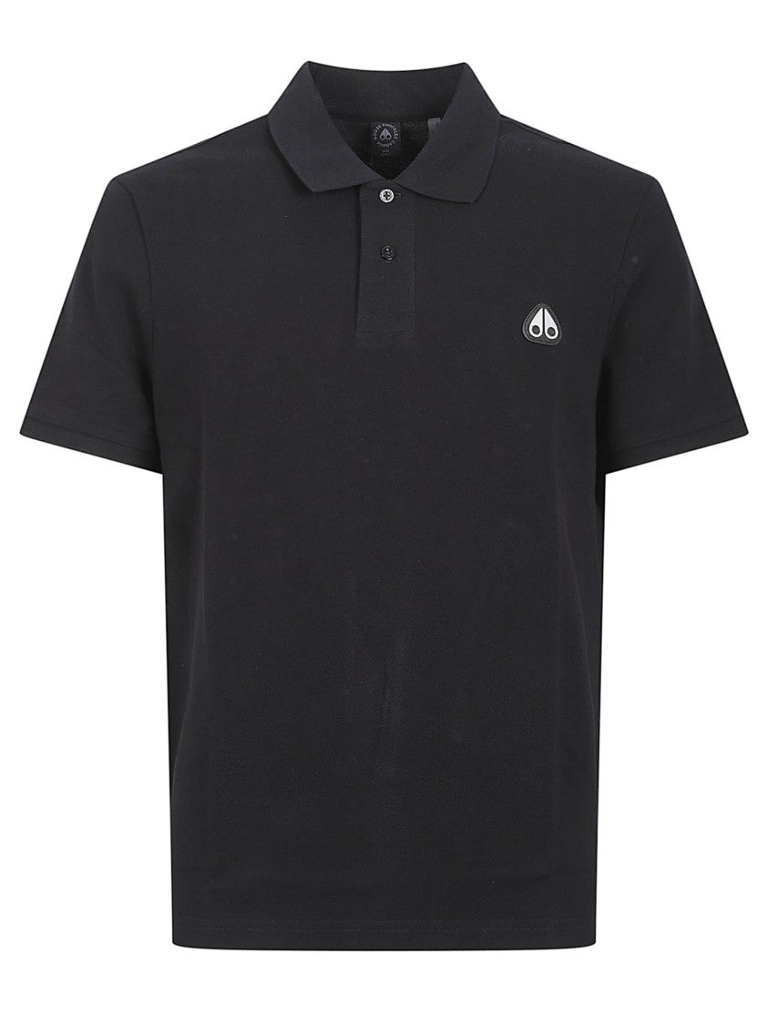 Moose Knuckles Minimalist Black Cotton Polo With Subtle Logo Emblem