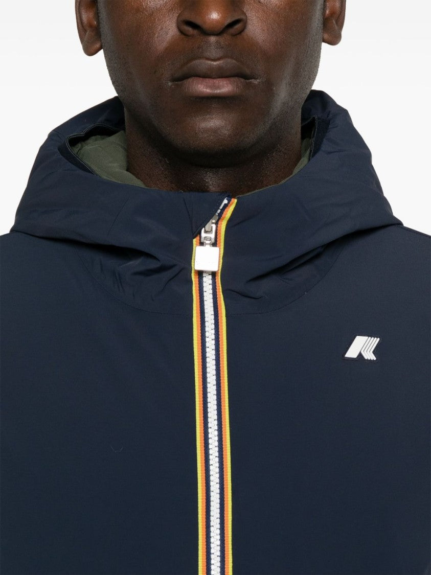 K-Way Reversible Navy Blue And Khaki Padded Jacket
