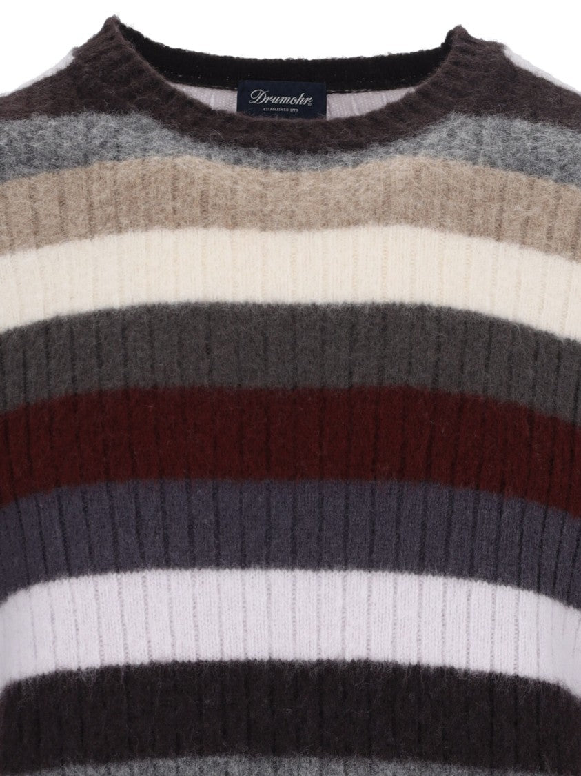 Drumohr Striped Sweater In Multicolor Wool Ribbed Design Striped