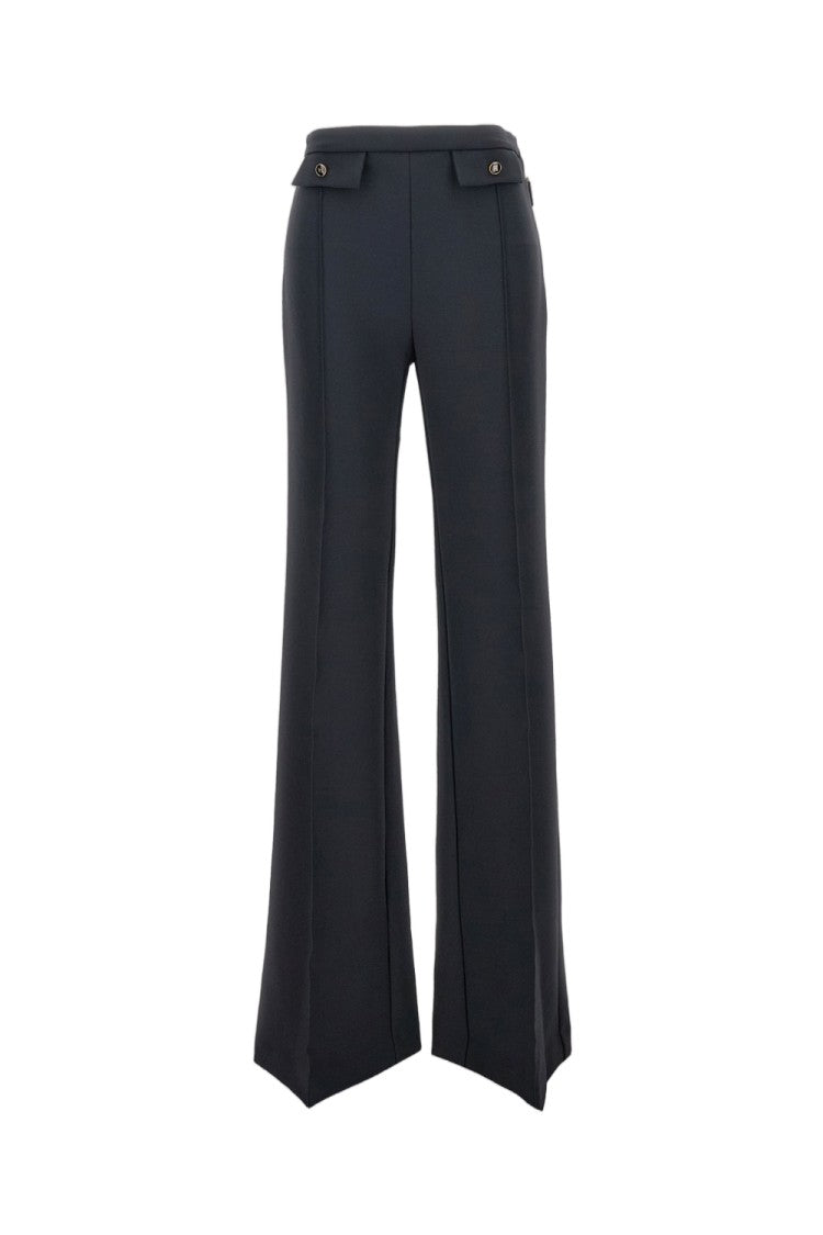 Elisabetta Franchi Tailored Black Trousers With Flap Details And Side Zip Closure