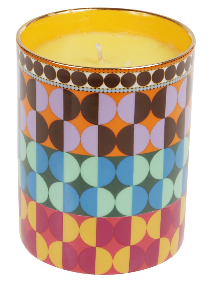 La Double J Multicolor Porcelain Candle With Geometric Patterns