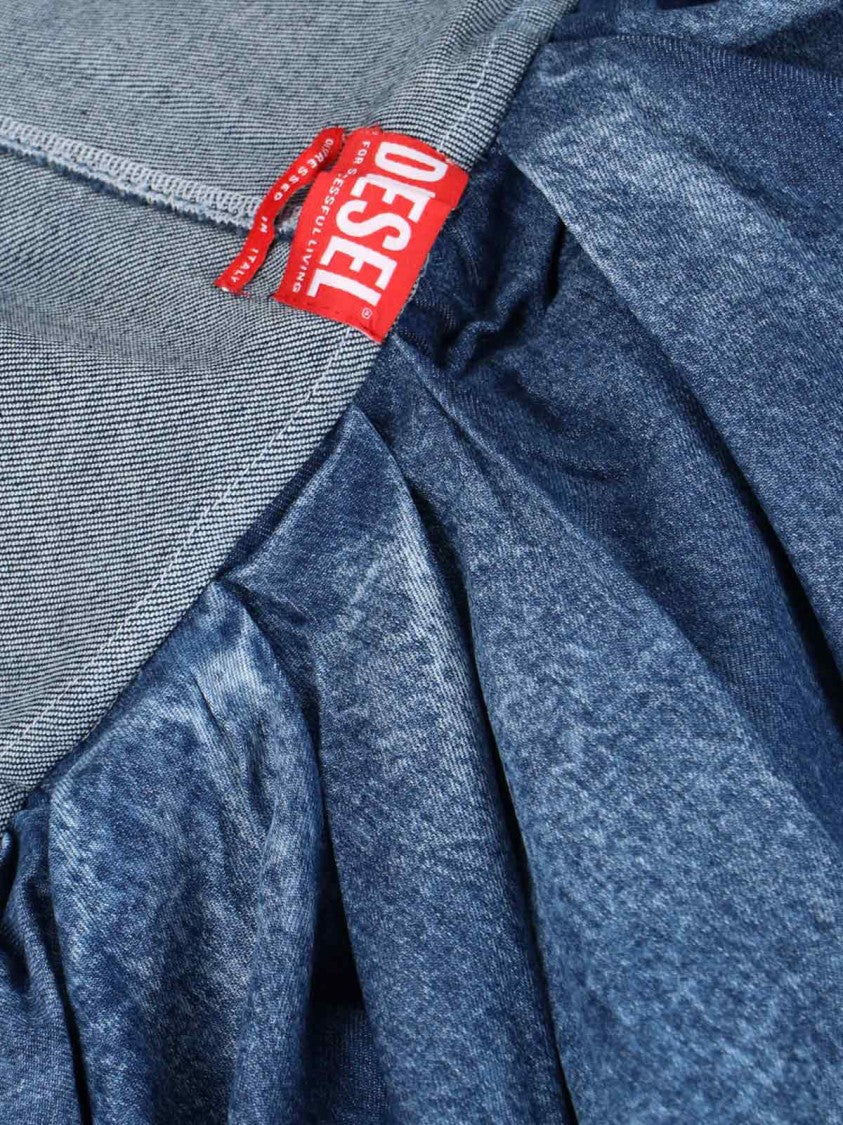 Diesel Draped Denim Mini Skirt With Raw Edges