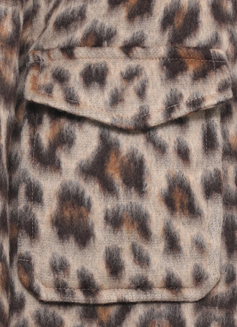 Alberto Biani Animal Print Tailored Cuffs Boxy Wool Jacket