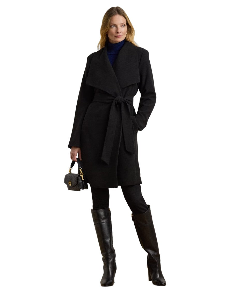 Lauren Ralph Lauren Draped Black Mid-Length Coat