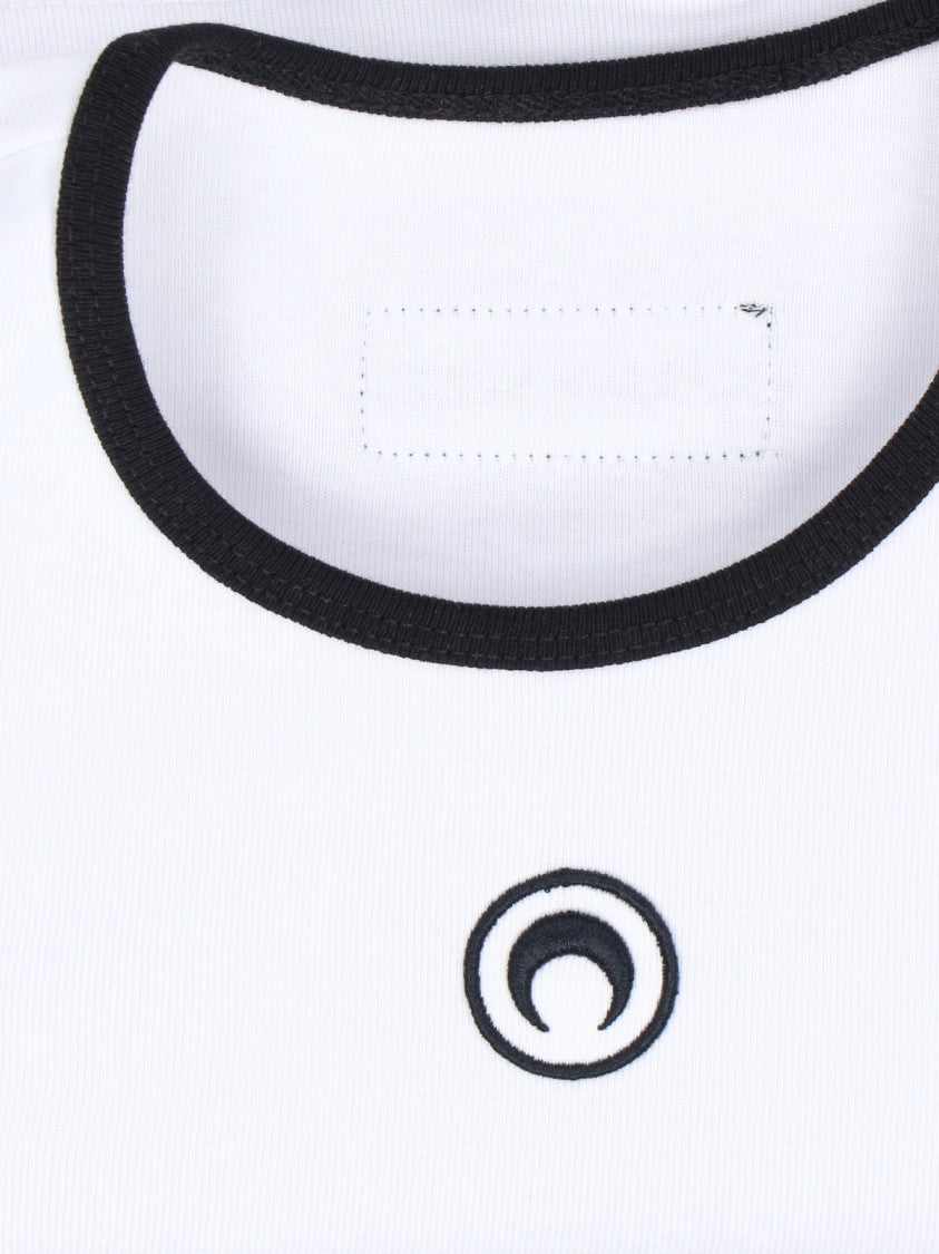 Marine Serre Cropped Fitted T-Shirt With Contrast Trim