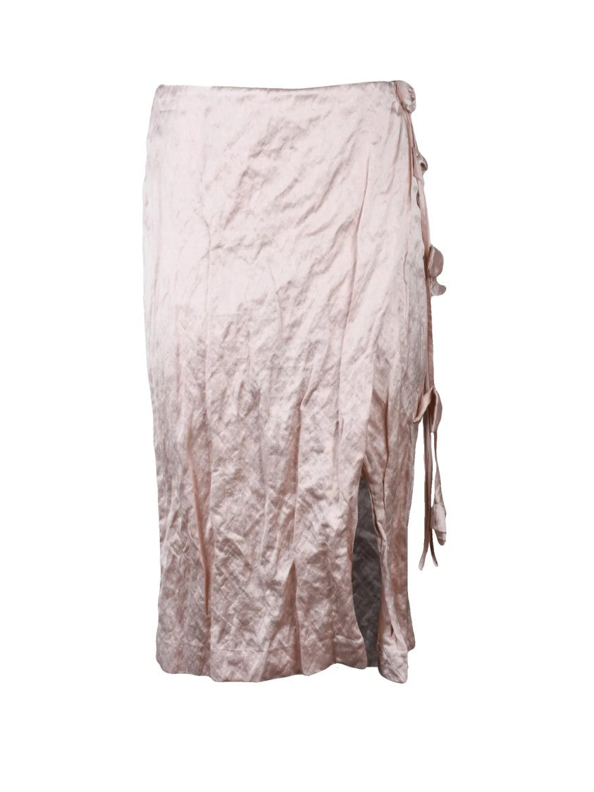 Blumarine Satin Midi Skirt With Crinkled Texture
