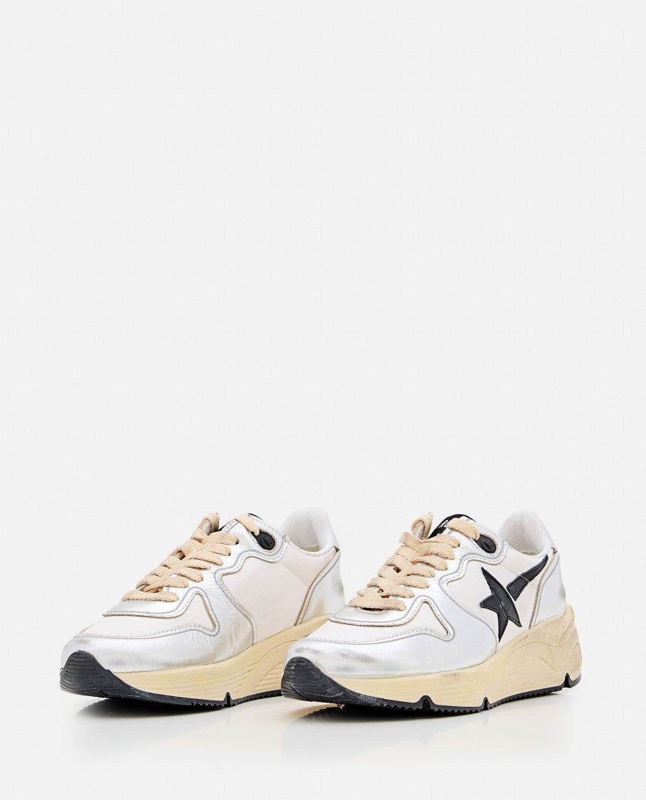 Golden Goose Silver Running Sole Lace-Up Sneakers