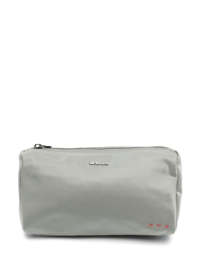 Kiton Medium Grey Bag With Top Zip Closure And Internal Pocket