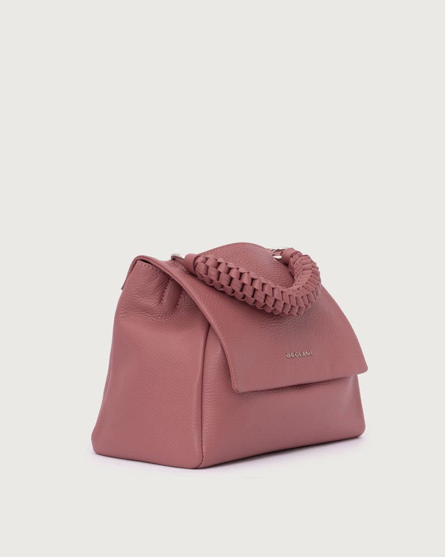 Orciani Structured Handbag With Braided Handle And Flap Closure