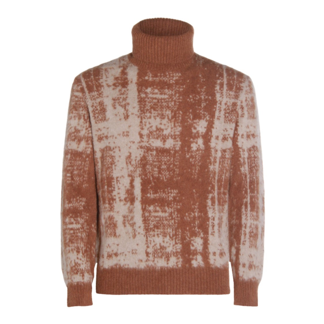 Piacenza Cashmere Textured Abstract Pattern Sweater With High Turtleneck