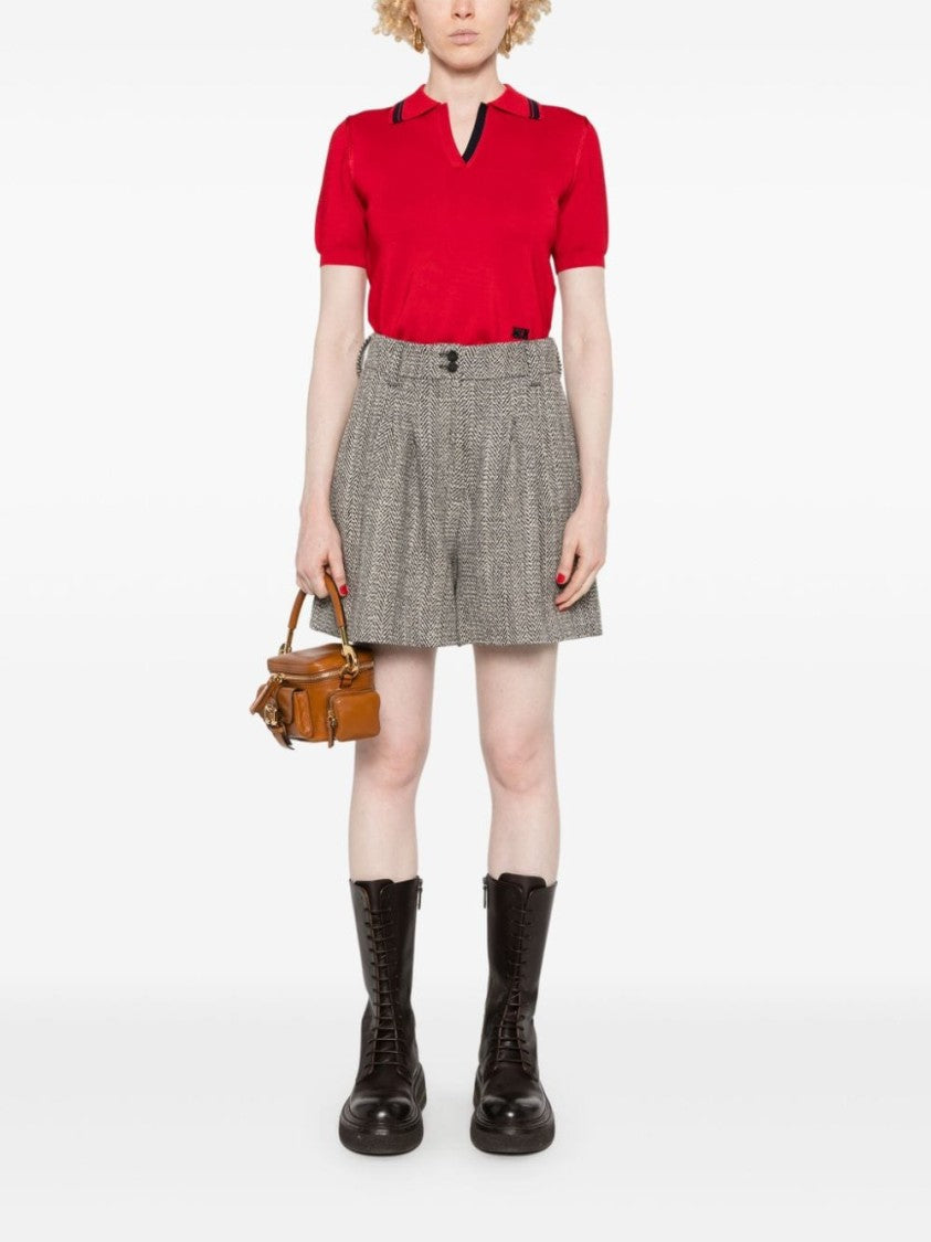 Golden Goose Herringbone Print Wool Shorts