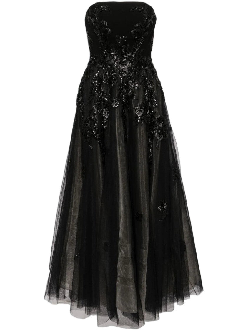 Saiid Kobeisy Tulle Beaded Dress With A Crepe Strapless Top