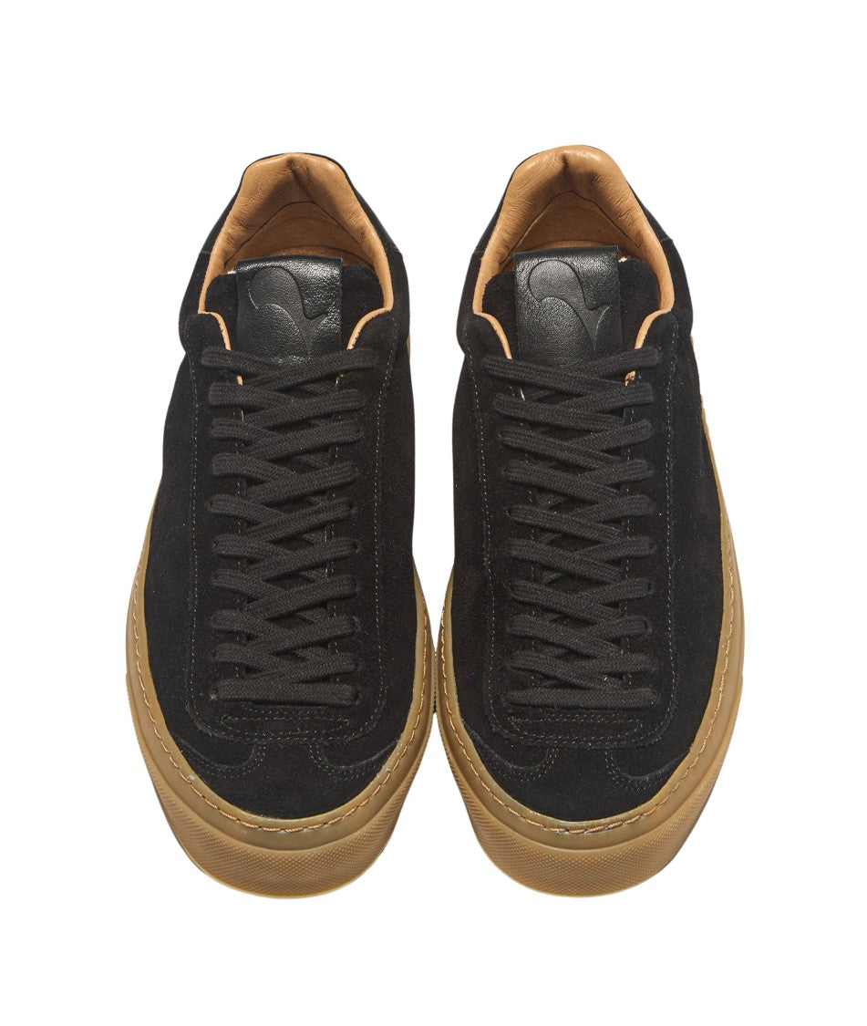 Aqua Alta Venice Black Suede Sneakers With Leather Accents
