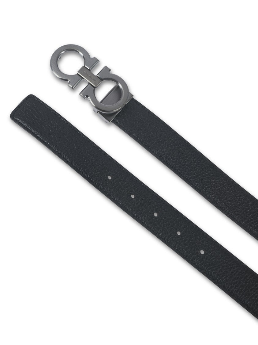 Ferragamo Textured Leather Belt With Distinctive Buckle