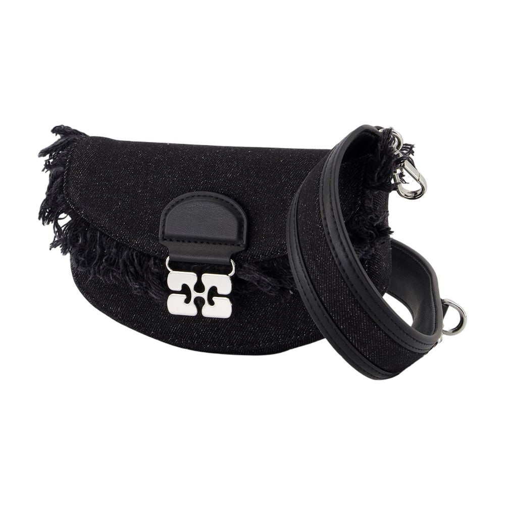 Ganni Apo G Wallet On Chain - Cotton - Black