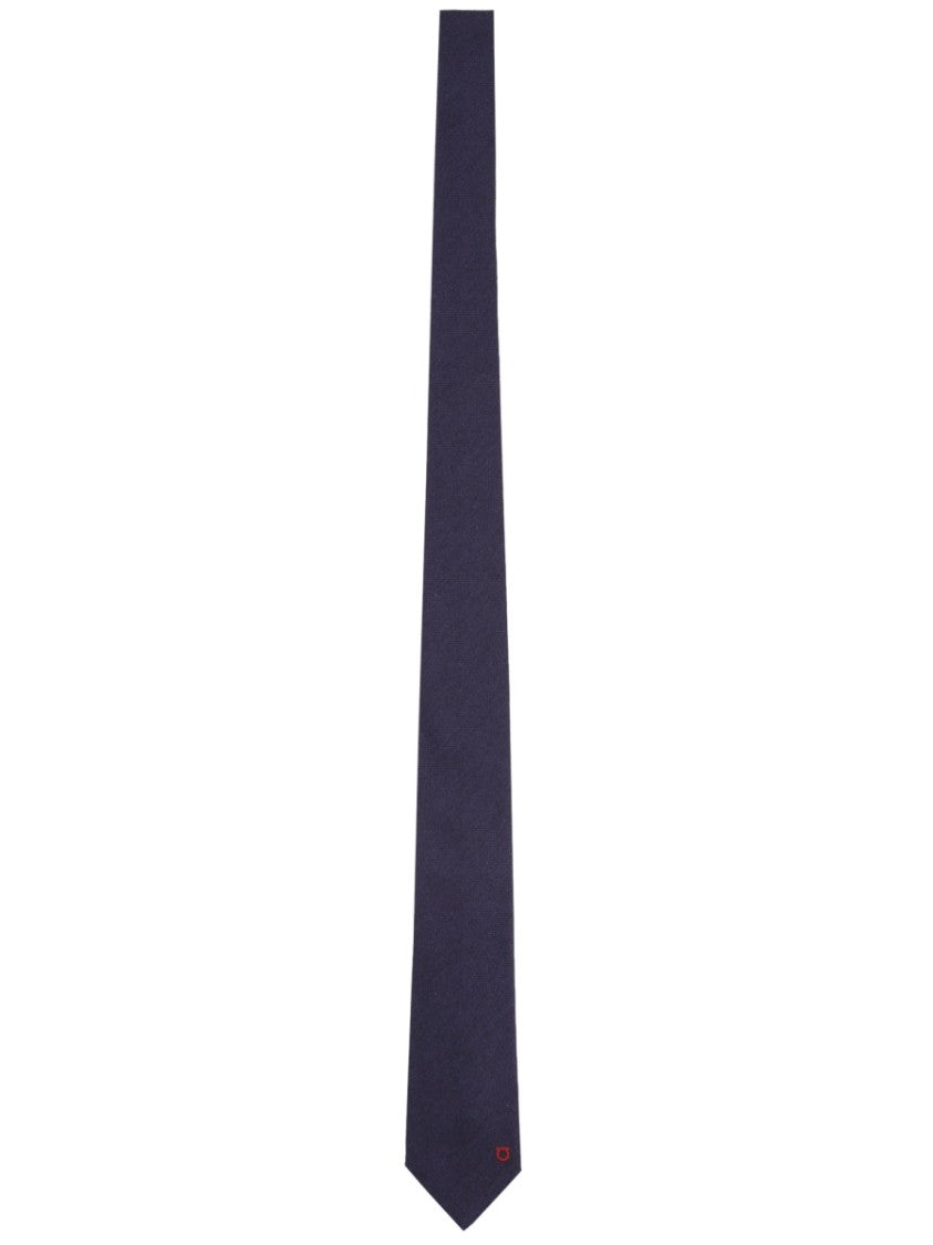 Ferragamo Rich Blue Discreet Emblem Silk Tie