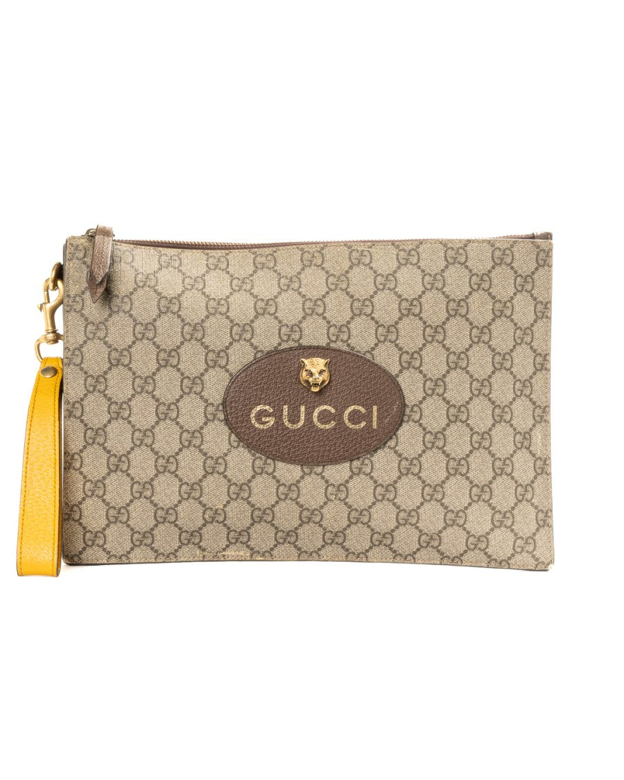 Gucci Brown Medium Gg Supreme Canvas Clutch