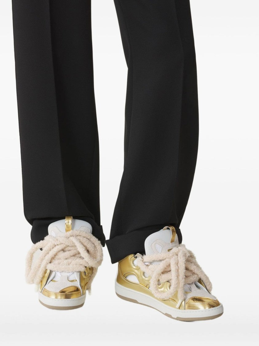 Lanvin Golden Silk And Nylon Lace Sneakers