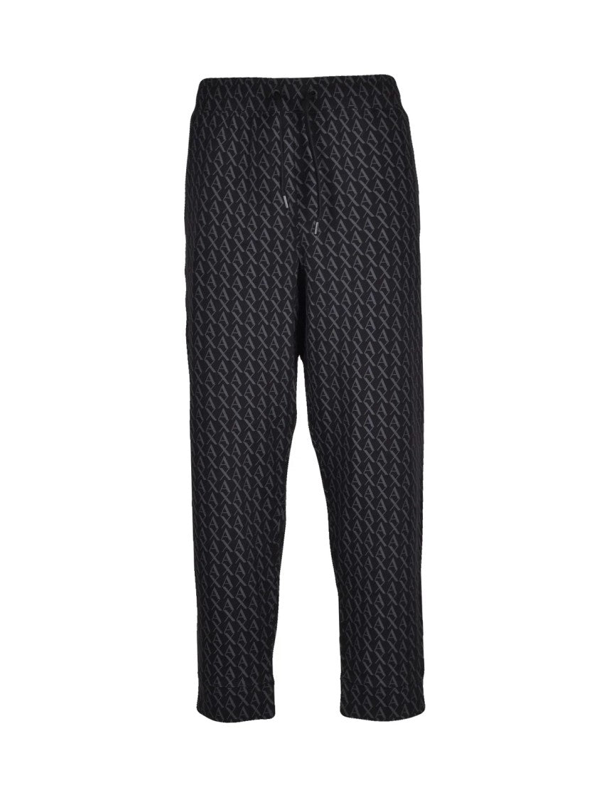 Armani Exchange Relaxed-Fit Grey Track Pants With Geometric Texture