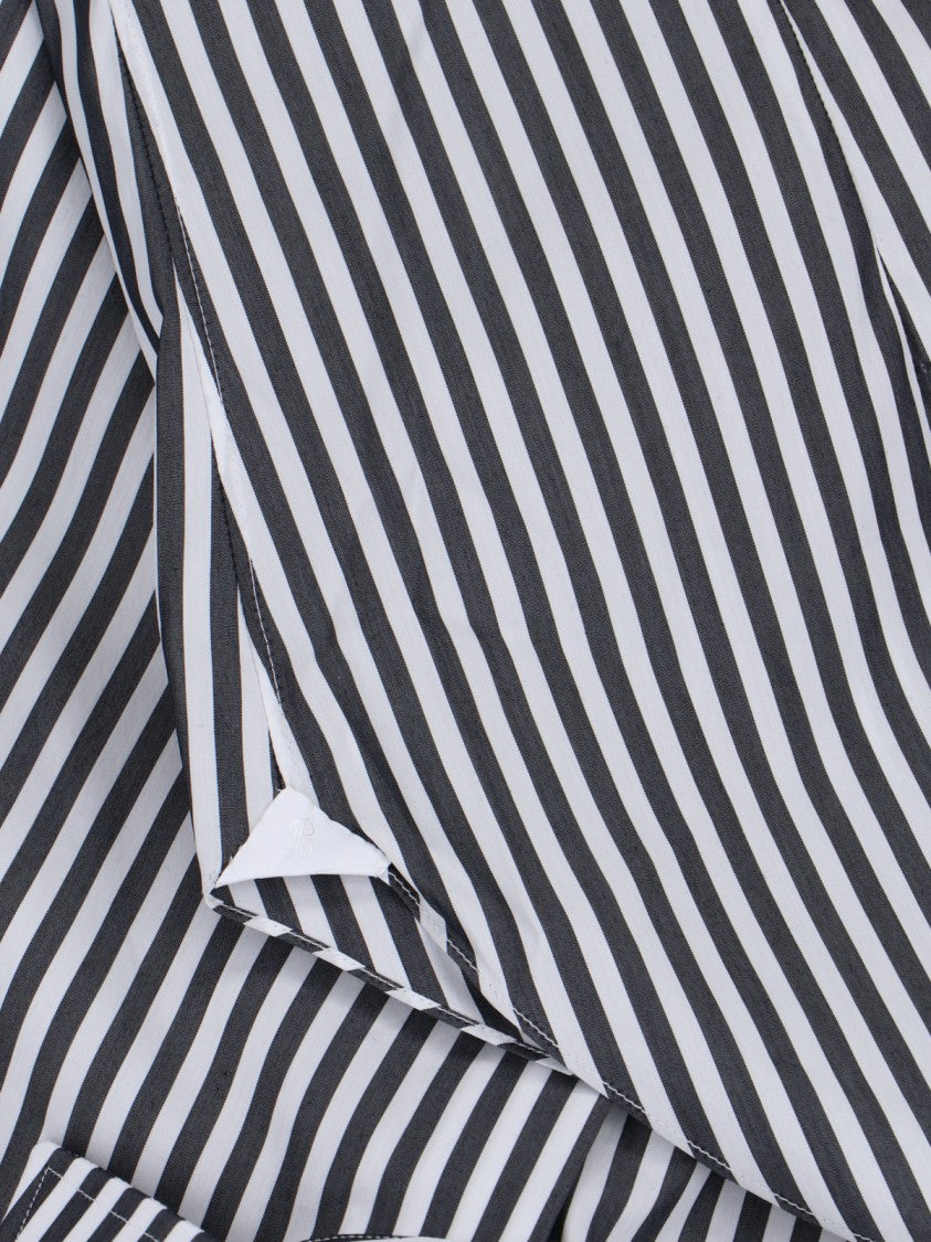 Barba Napoli "Classica" Striped Shirt In Grey Stretch Cotton Blend