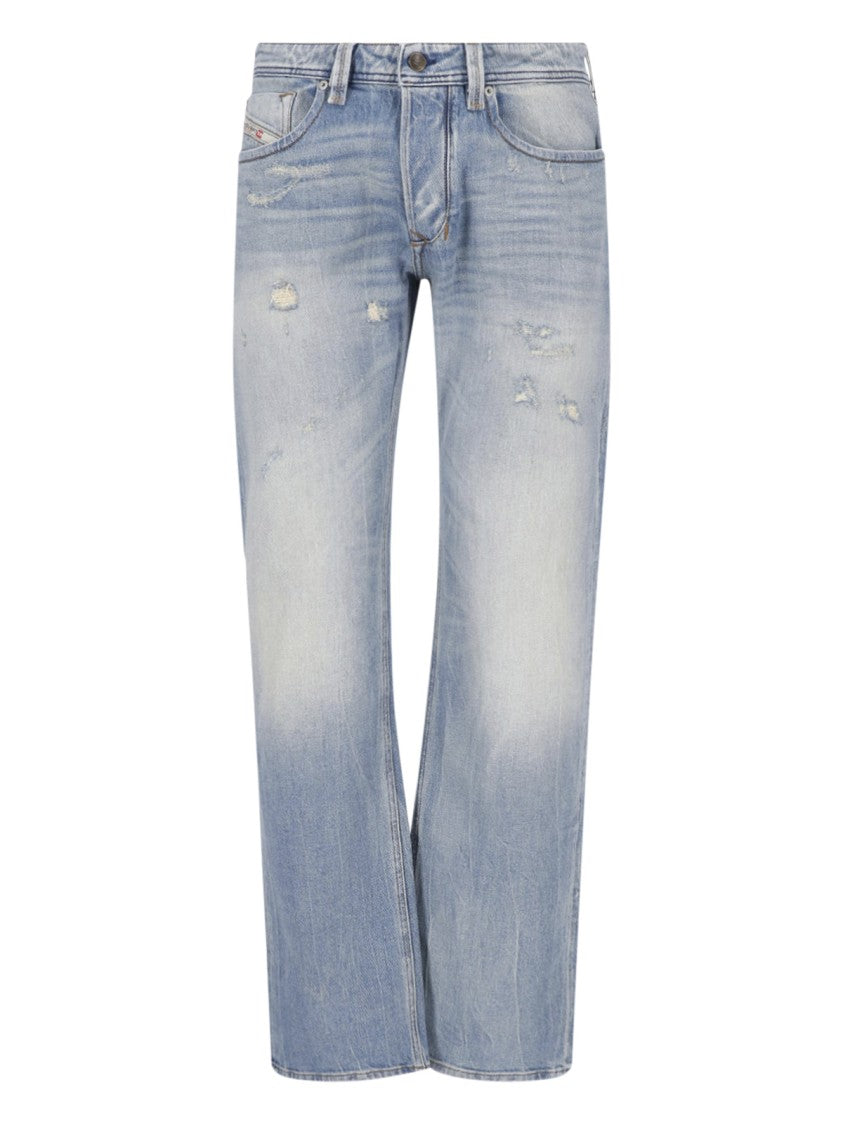 Diesel Light Blue Distressed Jeans With Classic Five-Pocket Design
