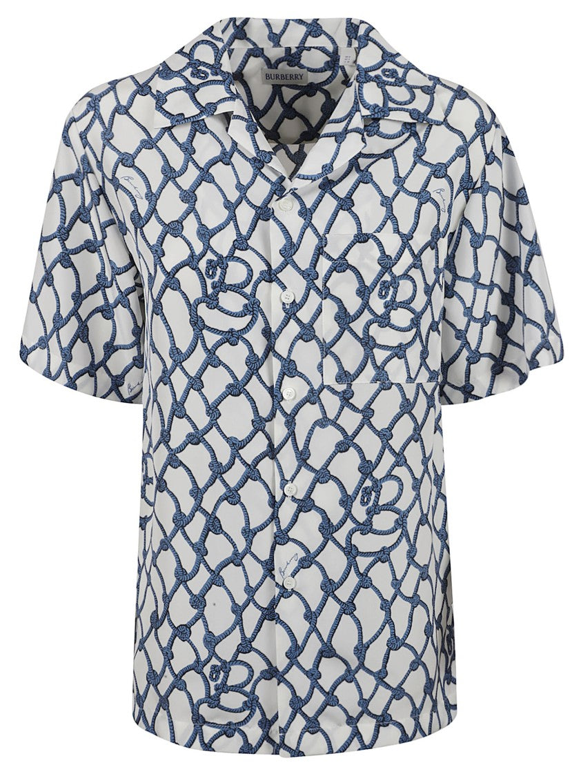 Burberry Short-Sleeve White Silk Shirt