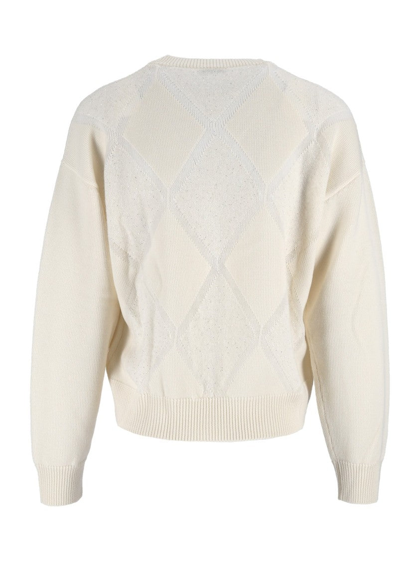 Peserico Textured Diamond Pattern Knitted Sweater