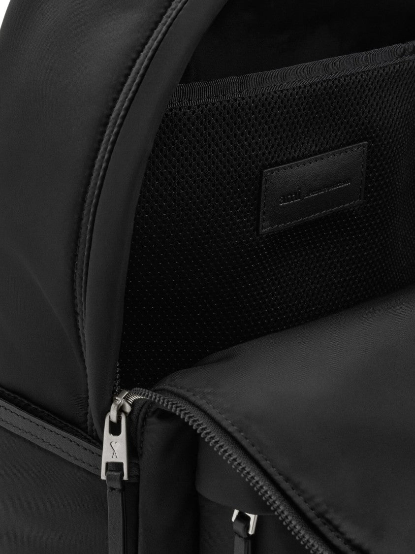 Ami Paris Black Marcel Nylon Leather-Accent Backpack
