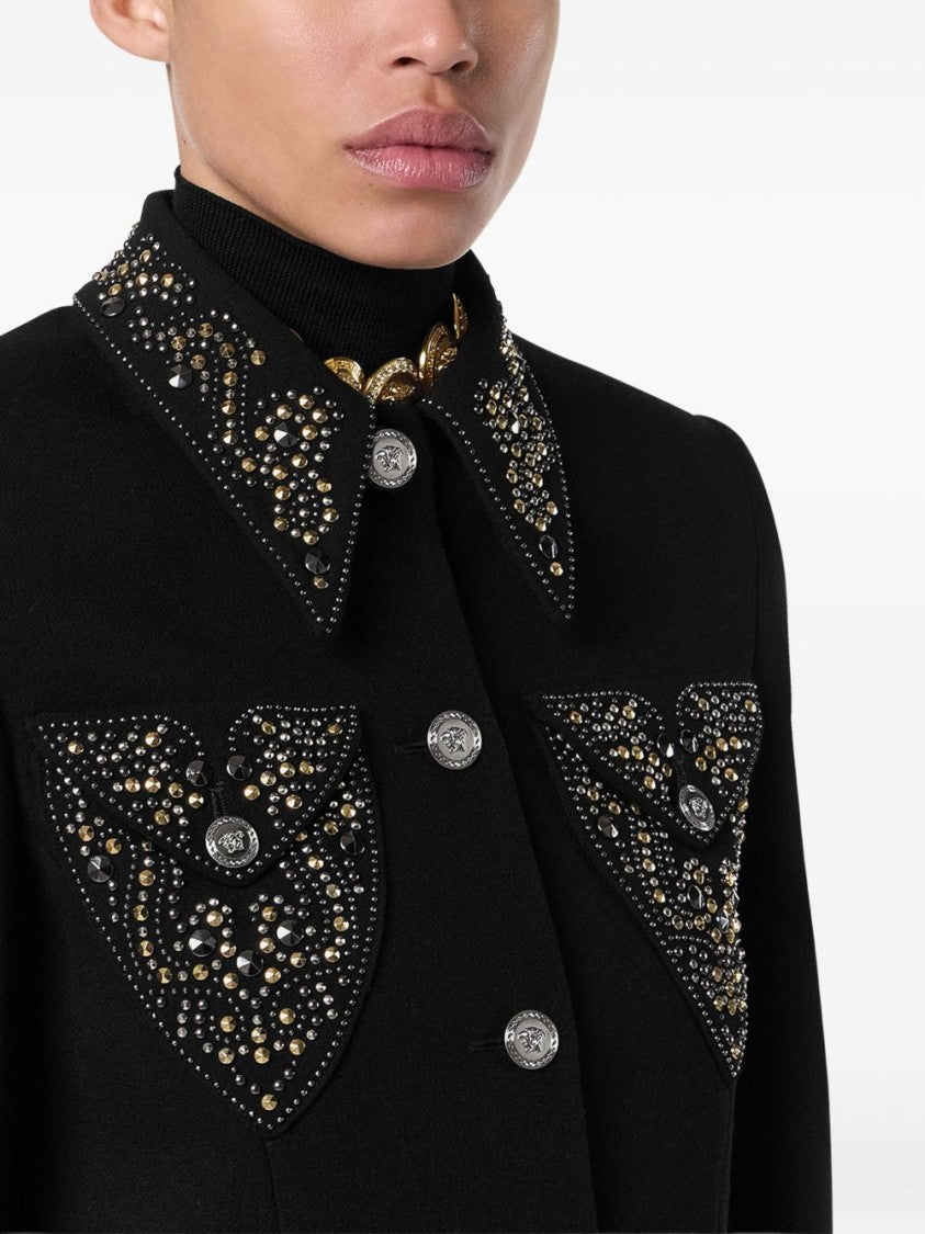 Versace Cropped Black Jacket With Tailored Fit