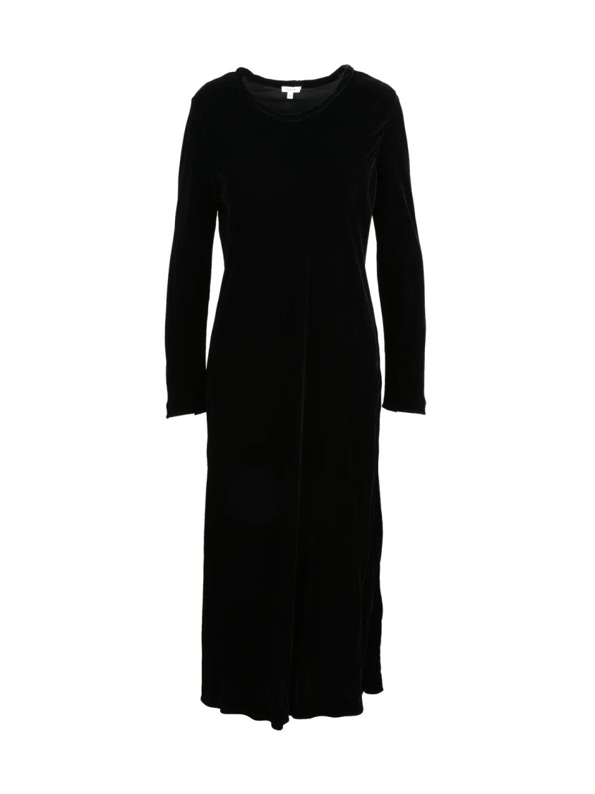 Aspesi Black Viscose-Blend Velvet Tunic Dress