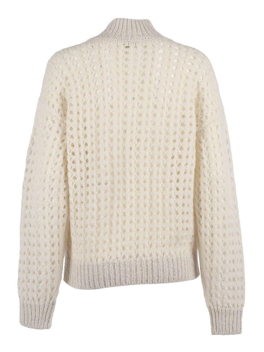 Peserico Textured Open-Knit Sweater With Zip-Up Front