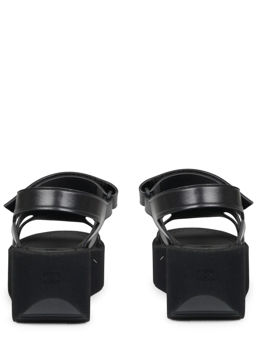 Celine Sunny Platform Cut-Out Calf Leather Sandals