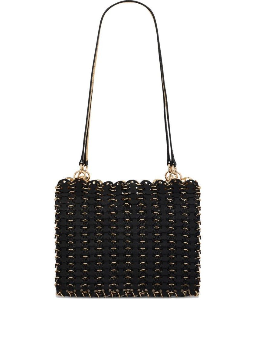 Rabanne Woven Black Leather Shoulder Bag