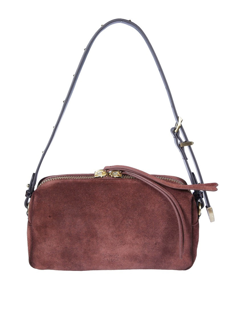 Pinko Mini Suede Bauletto Bag With Gold Accents