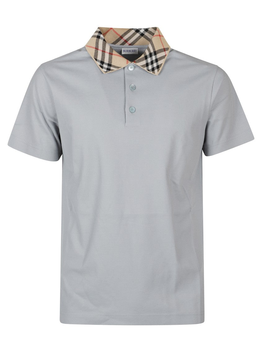 Burberry Polo Shirt With Distinctive Check-Patterned Collar