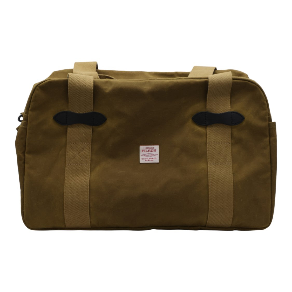 Filson Rectangular Duffle Bag In Muted Olive With Leather Accents