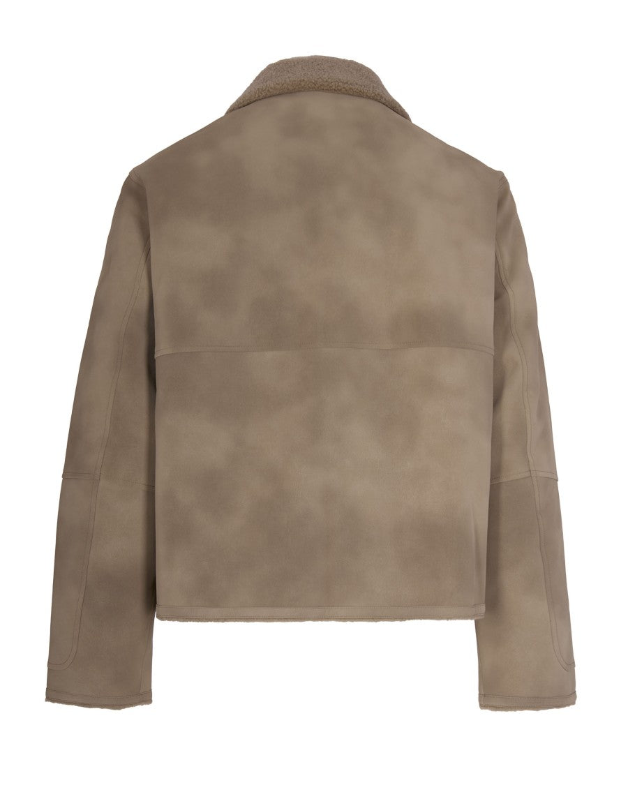 Represent Plush Brown Shearling Jacket With Fur Collar