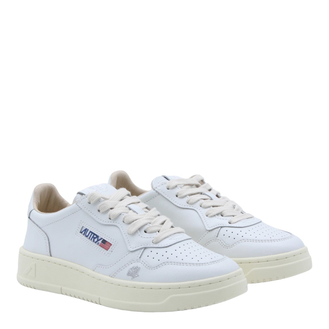 Autry Low-Top White Leather Sneakers With Perforated Detailing