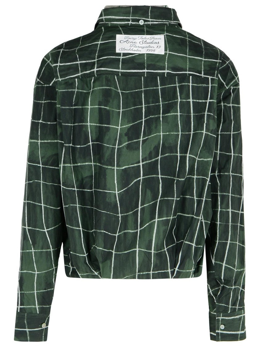 Acne Studios Green And Grey Cotton Layered Shirt