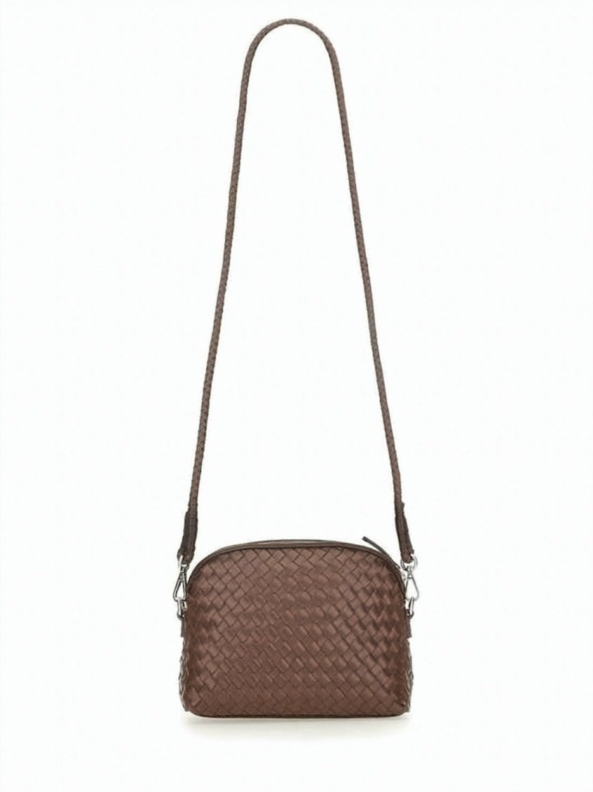 Dragon Diffusion Compact Brown Woven Crossbody Bag